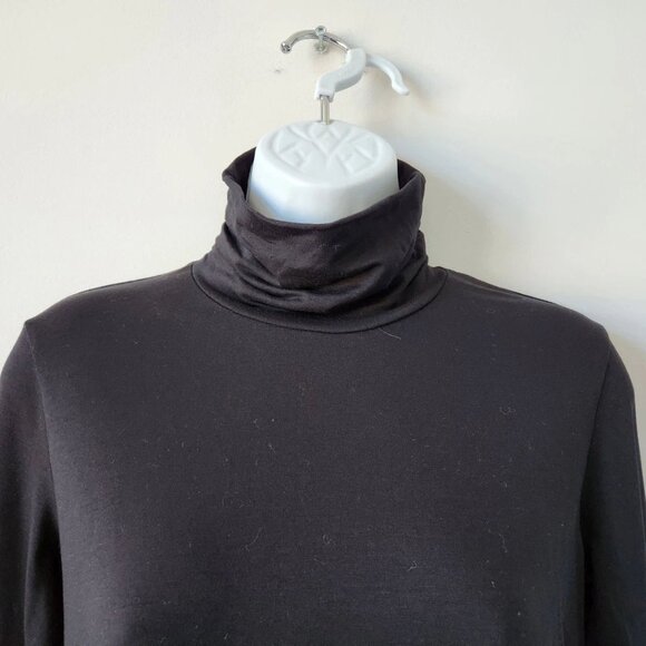 NWT EILEEN FISHER Black Scrunch Neck Long Sleeve Jersey Top Small - Picture 3 of 7